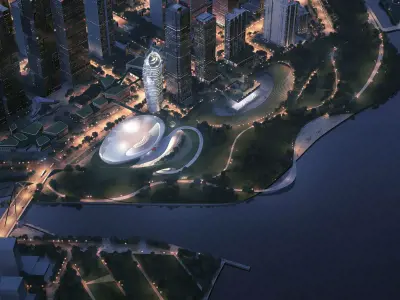 Futuristic Waterfront Sports Park - Civic District Masterplan 3D model