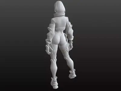 Futuristic Warrior Girl STL Robotic Suit Action figure 3D print model
