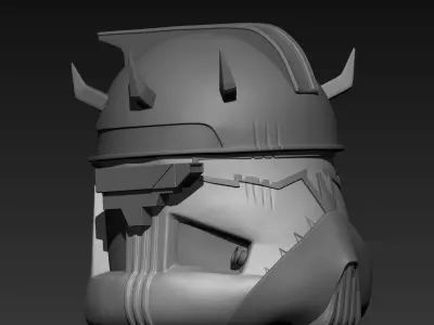 Stylized Clone Trooper Helmet with Horns 3D print model