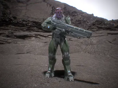 PBR Customized Alien Soldier Low-poly 3D model