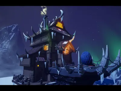 Stylized Ice Dragon Village - UE5 Low-poly 3D model