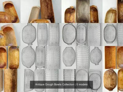 Antique Dough Bowls Collection 3D Model Pack
