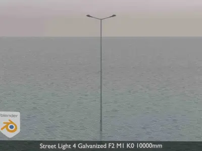 Street Light 4 Galvanized F2 M1 K0 10000mm Low-poly 3D model