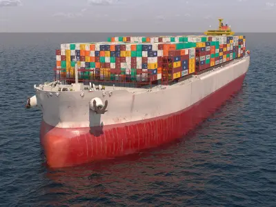  Cargo Ship Loaded with Containers 