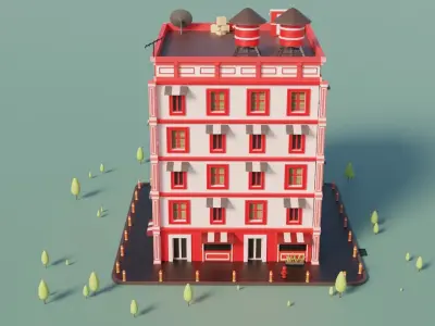 Apartments Building Low-poly 3D model
