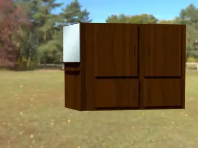 ALMARI wooden cabinet in middle of field 3D model