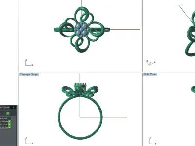 Solitaire Wedding Engagement Women Light Weight Flower Rings 3D print model 8