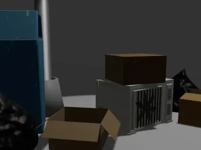 Urban city trash asset pack low poly Low-poly 3D model