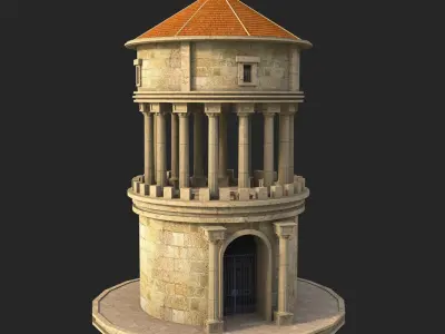 Ancient temple tower Low-poly 3D model