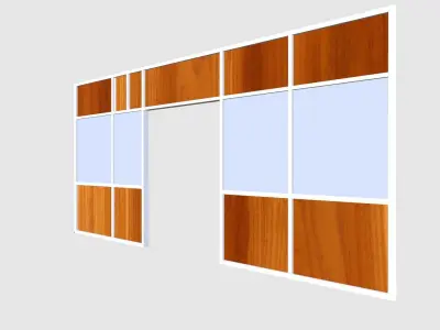 Wooden and Glass Door Low-poly 3D model