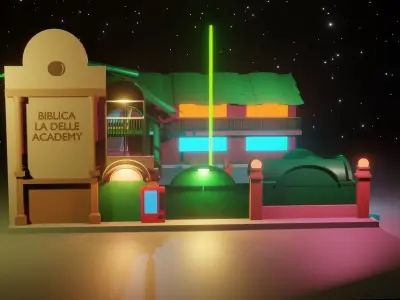 School 3D model poly Low-poly 3D model