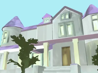 Painted Mansion Environment Exterior Low-poly 3D model