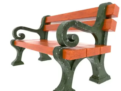 Cartoonish Street bench Low-poly 3D model