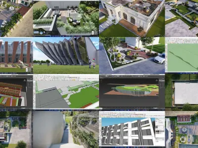 FRONT YARD LANDSCAPING MODELS COLLECTION 3D Model Pack