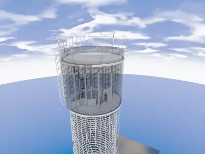 Tower skyscraper in middle of ocean Free 3D model
