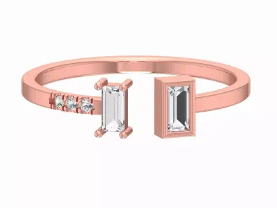 Solitaire Women Light Weight Baguette stone Band Ring 3D print model