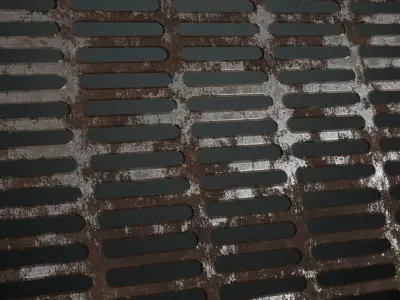 Weathered Rusted Slotted Metal Grill PBR Seamless Texture