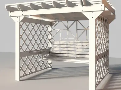 Wooden swing pergola 3D model