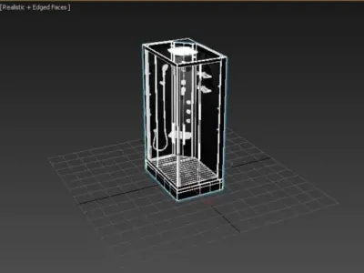 shower enclosure with glass door 3D model