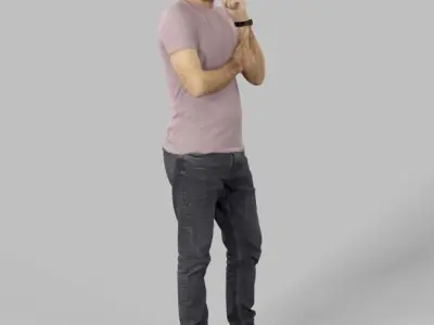 Flow a Casual Man Streetwear Standing Listening Low-poly 3D model