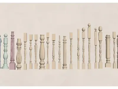 Stair handrail posts 3D model