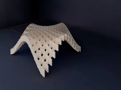 table 3d model stool made of paper 3D model