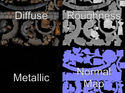 Realistic Stone Fire Pit D Model Pack Low-poly 3D model