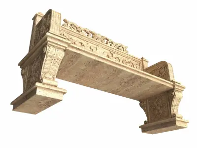 Stone Bench 04 Low-poly 3D model