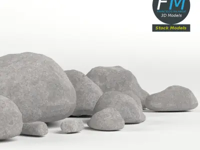 Pebbles and stones set 3D model