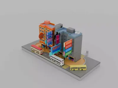 Hong Kong Building Pack 1 Low-poly 3D model