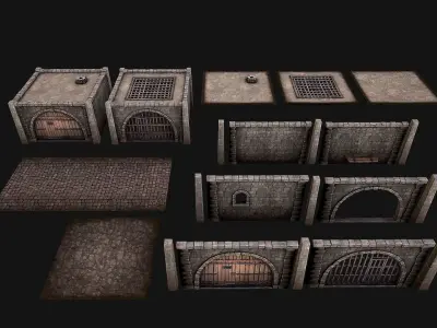 Medieval Prison Constructor  and Torture Pack Low-poly 3D model