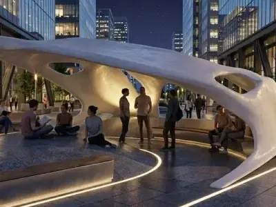 Futuristic Organic Pavilion Modern Concrete Shelter Low-poly 3D model