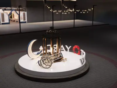 Modern Ramadan Event Setup - Full Exhibition Scene Low-poly 3D model