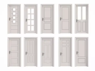 Door Modern bedroom-door-entrance door-white door 3D model