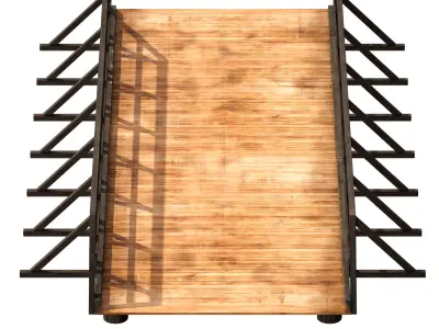 Wooden bridge over the river 3D model