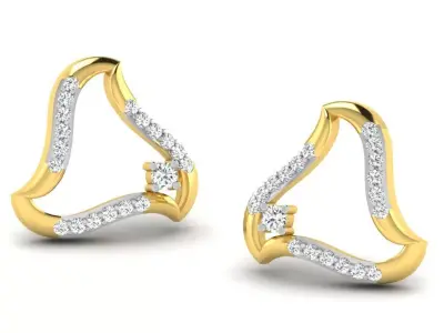 Gold Diamond Women Earring 3D print Model 3D print model 88