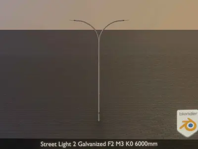 Street Light 2 Galvanized F2 M3 K0 6000mm Low-poly 3D model