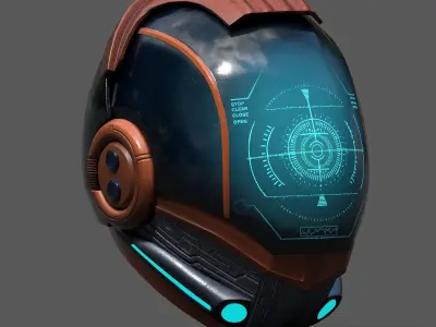 Helmet scifi fantasy pilot cyborg robot military combat soldier  Low-poly 3D model