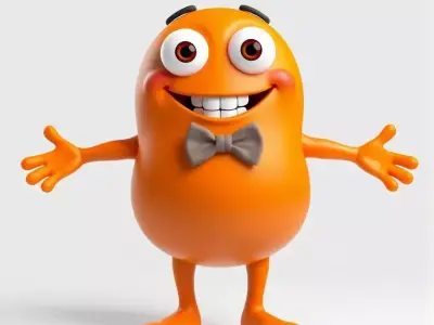 Orange BowTie Monster Character Rigged and Animated Low-poly 3D model