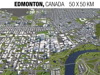 Edmonton Canada 50x50km 3D City Map 3D model
