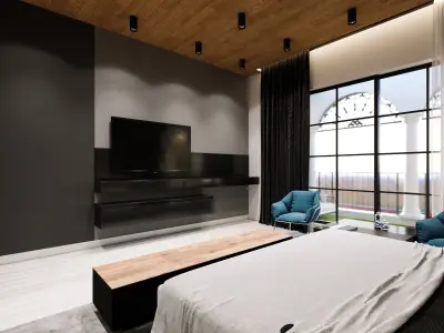 Cozy Bedroom And Bathroom 3D model