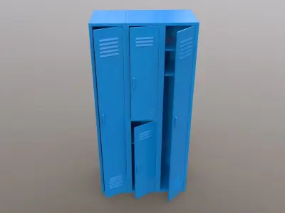 PBR School Gym Locker 04 - Blue Light Low-poly 3D model