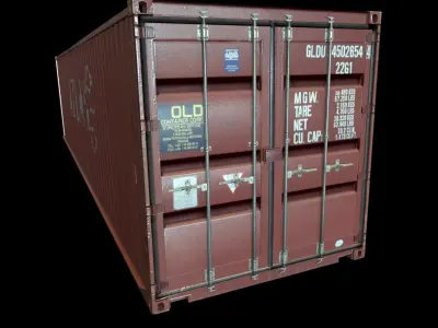 Red Shipping Container Low-poly 3D model