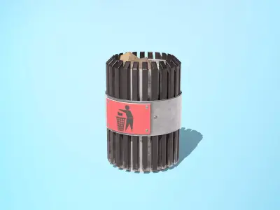 Trash Can Low-poly 3D model