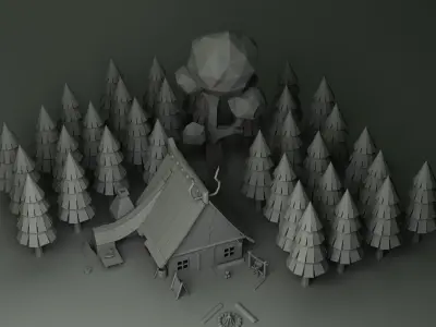 Senario Low-poly 3D model