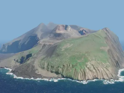 Volcano Island Mountains - Miyake island and Tori-shima 3D model