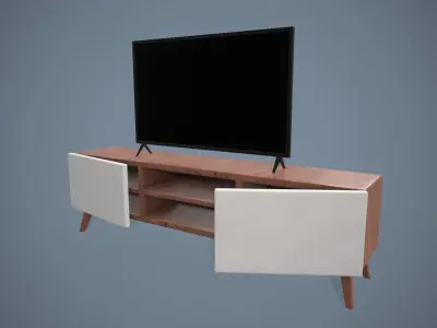 TV and Cabinet Low Poly Low-poly 3D model