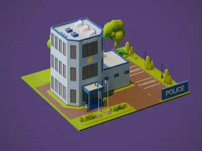 Police Station 3d Model Low-poly 3D model
