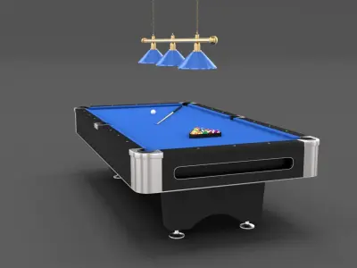 8 Ball Pool Table Setting Blue 3D model