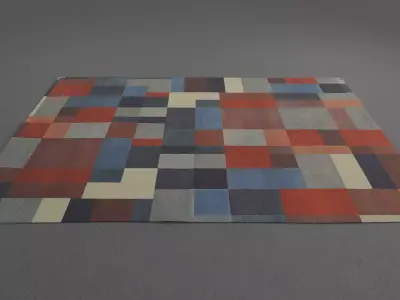 Carpet B rug with and squares 3D model